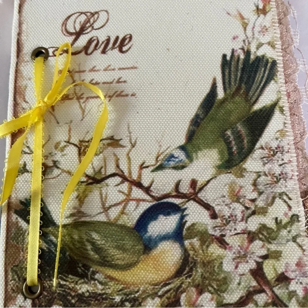 Handmade Journal Recycled Paper Cover Lace Ribbon 6x8